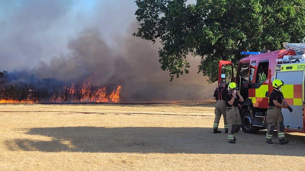 A fire at Rushmere Heath