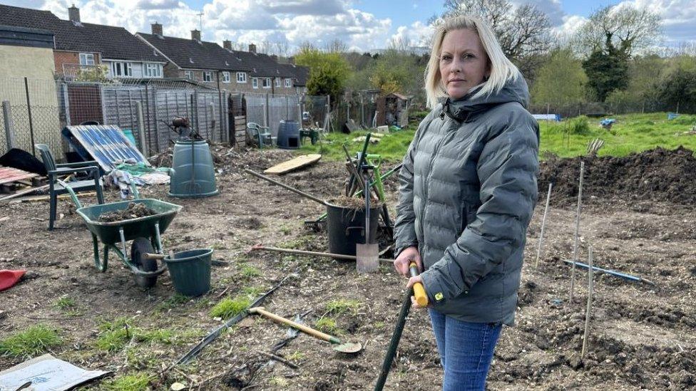 Carly Burd at her allotment in Harlow