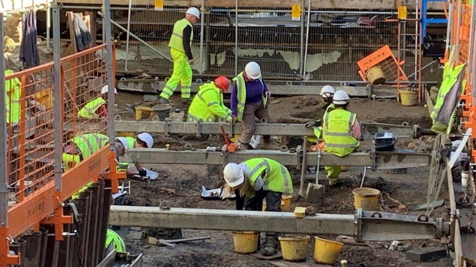 Archaeologists working on the site