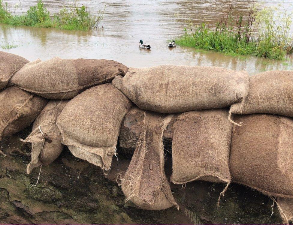 Sandbags at the Tyne Pic: Steven Godden