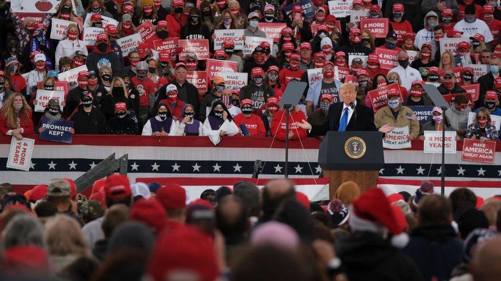 President Donald Trump speaks to supporters during a campaign event on October 24 in Circleville, Ohio