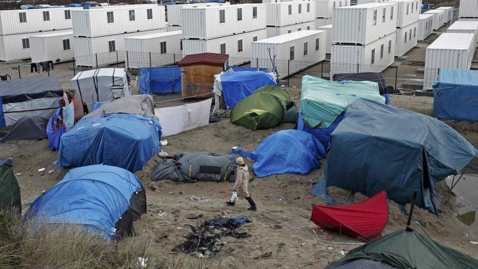 The jungle migrant camp in Calais in 2016