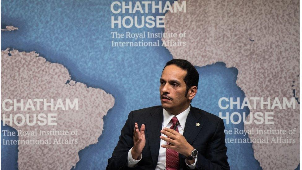 Sheikh Mohammed bin Abdulrahman Al-Thani speaks during a Chatham House think tank in London on July 5, 2017