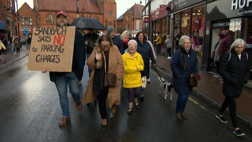 Protestors in Sandbach