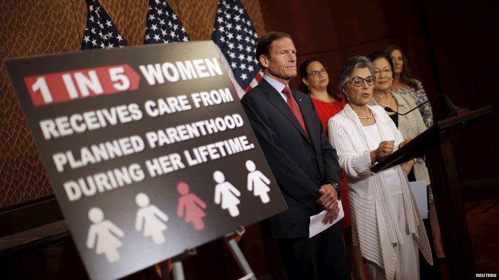 Senator Barbara Boxer speaks at a news conference on the funding for Planned Parenthood