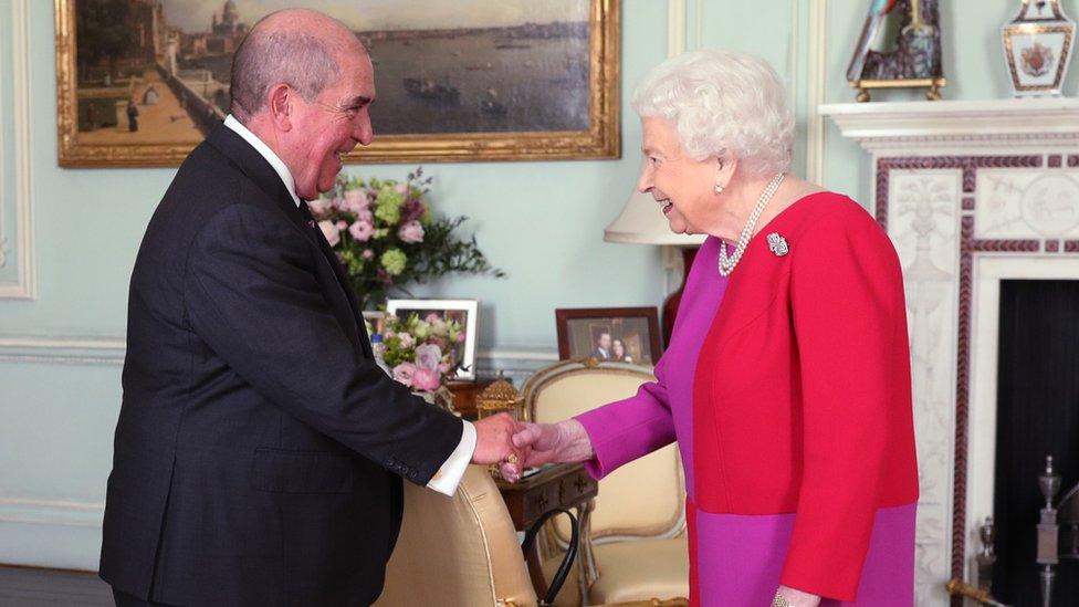 receives Professor Mark Compton, Lord Prior of the Order of St John, during an audience, where he presented Her Majesty with the Orders first ever Service Medal in Gold, at Buckingham Palace