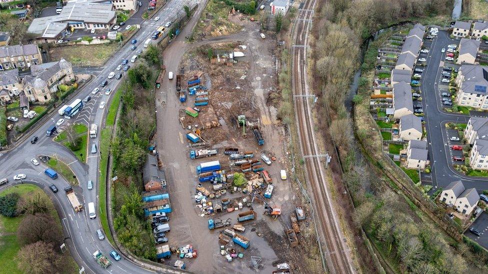 An aerial view of the site