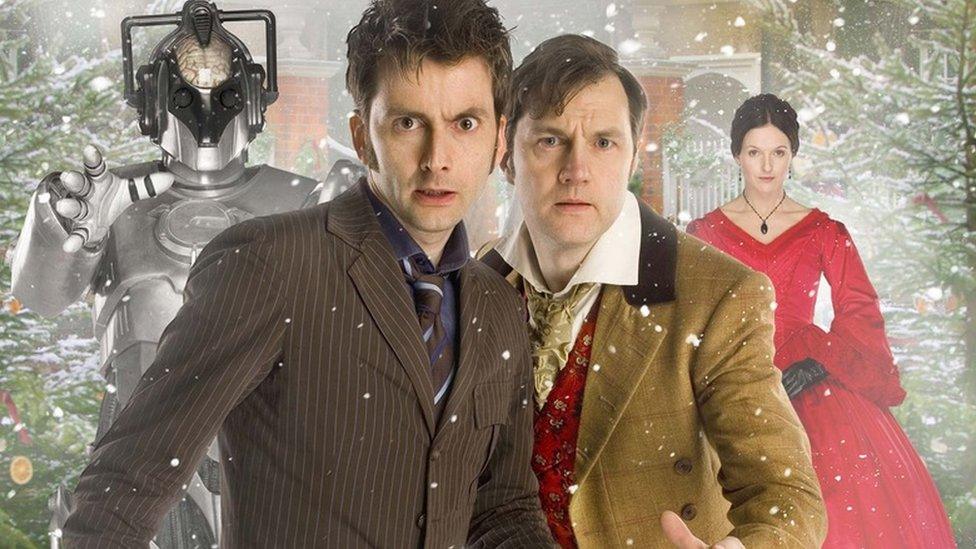 Doctor Who Cyberman, David Tennant, David Morrisey and Dervla Kirwan.