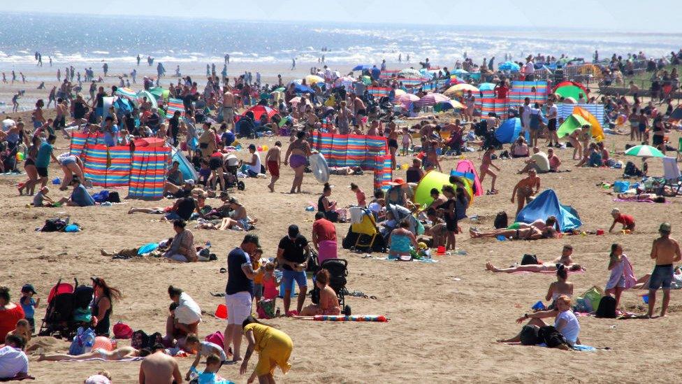 Skegness beach during the hot spell in June