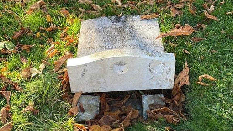 Gravestone pushed down