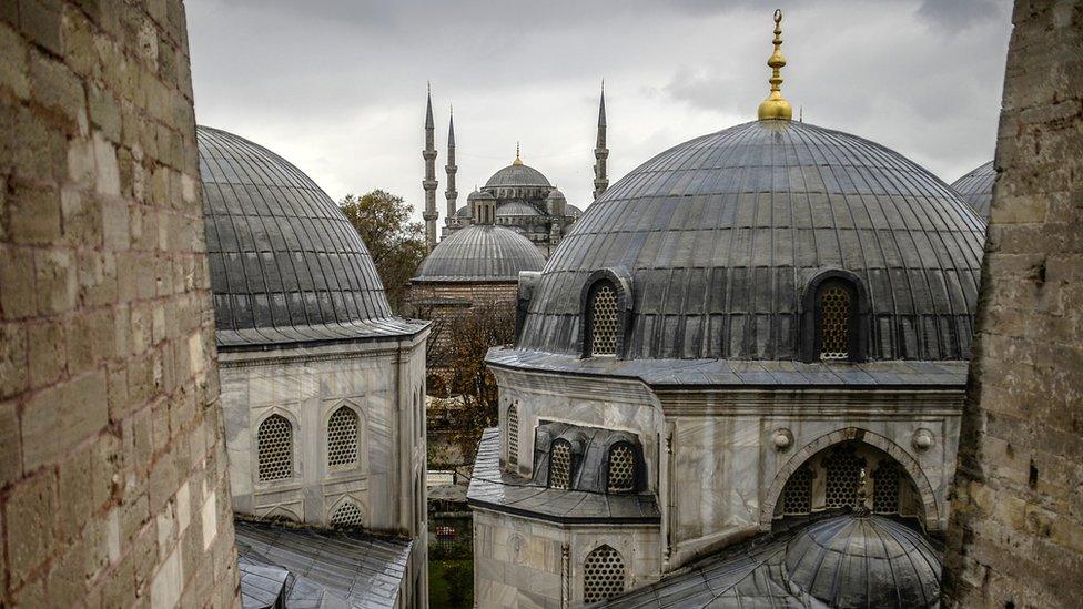 Domes of Istanbul's Blue Mosque