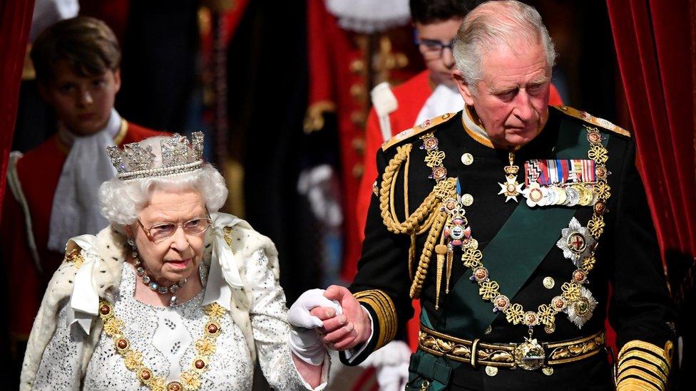 The Queen and Prince Charles at the State Opening of Parliament in 2019