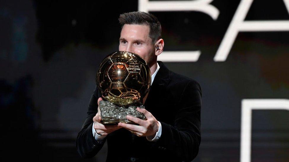 Lionel Messi getting his sixth Ballon d'Or