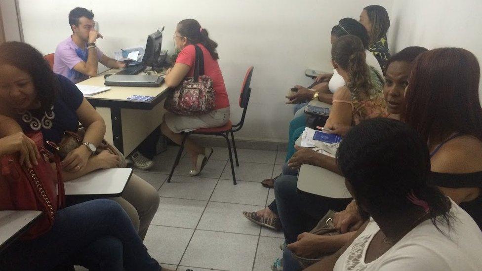 Women signing up for domestic work