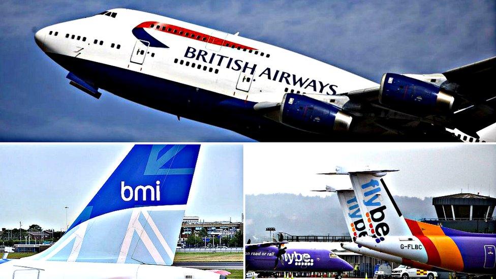 BA, BMI and FlyBe planes