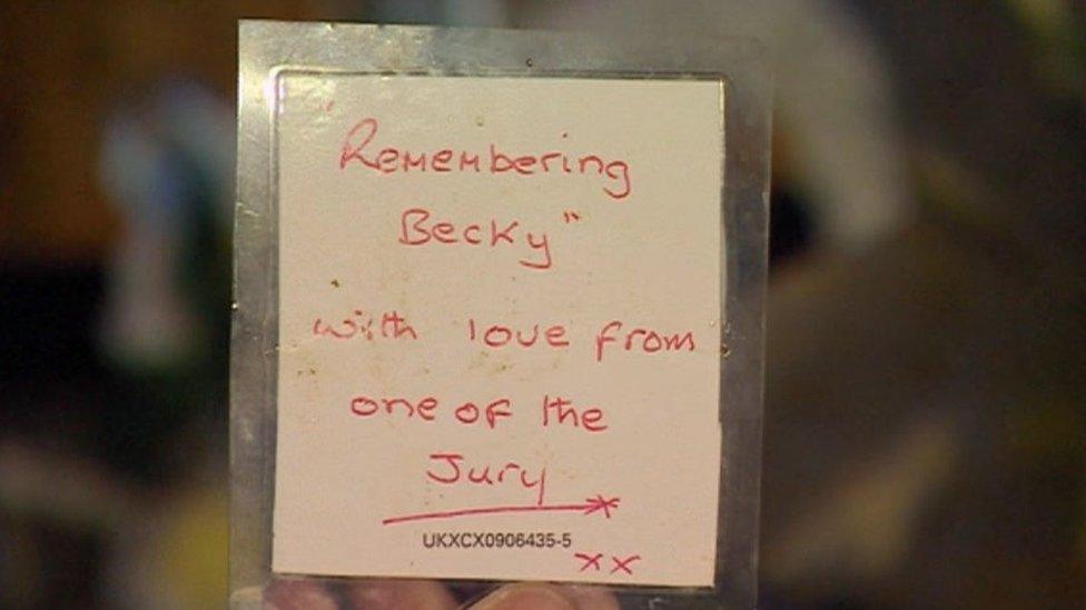 Message left on Becky's grave