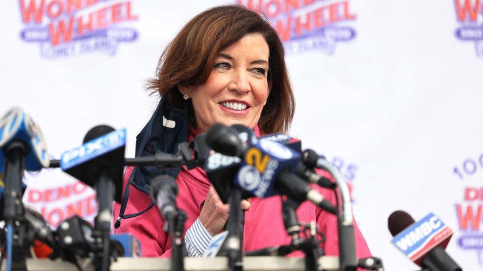 New York Lieutenant Governor Kathy Hochul speaking in Coney Island