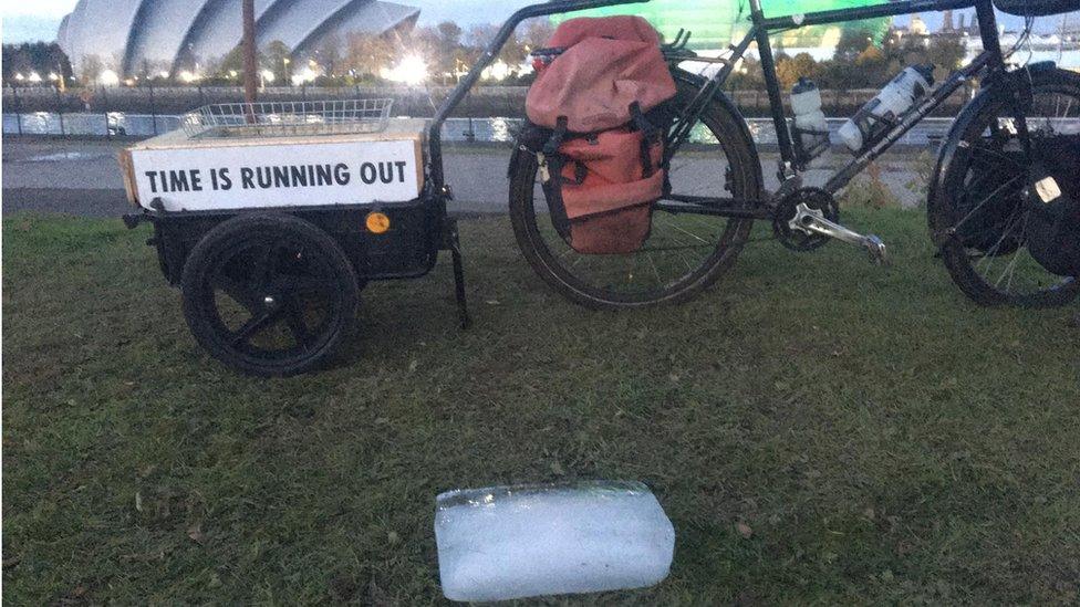 Bike with melting block of ice