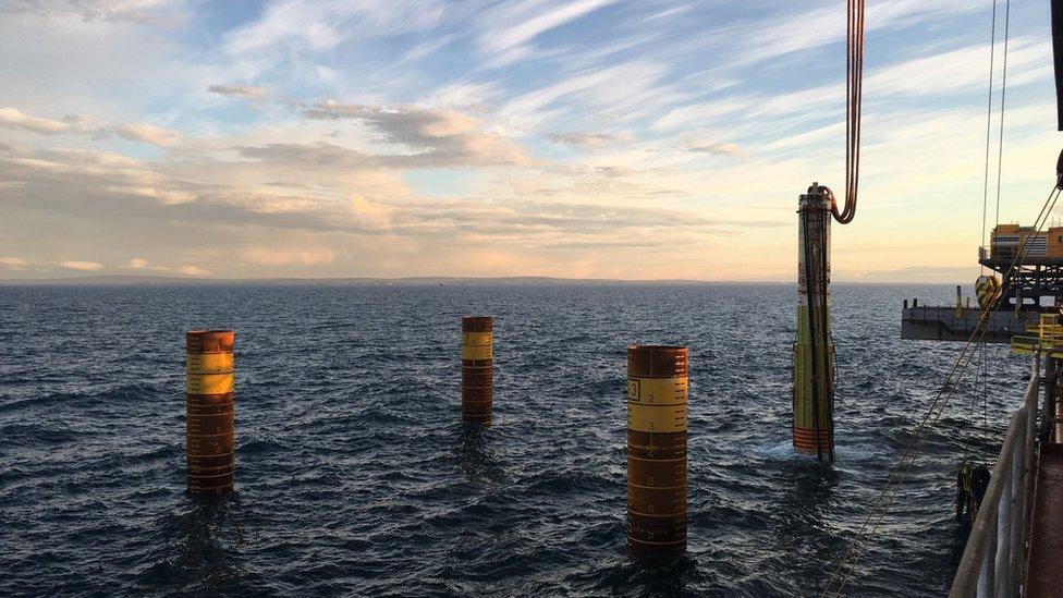 Installed piles for Beatrice Offshore Windfarm project