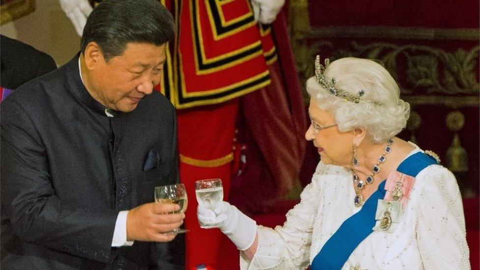 Chinese President Xi Jinping with Queen Elizabeth II