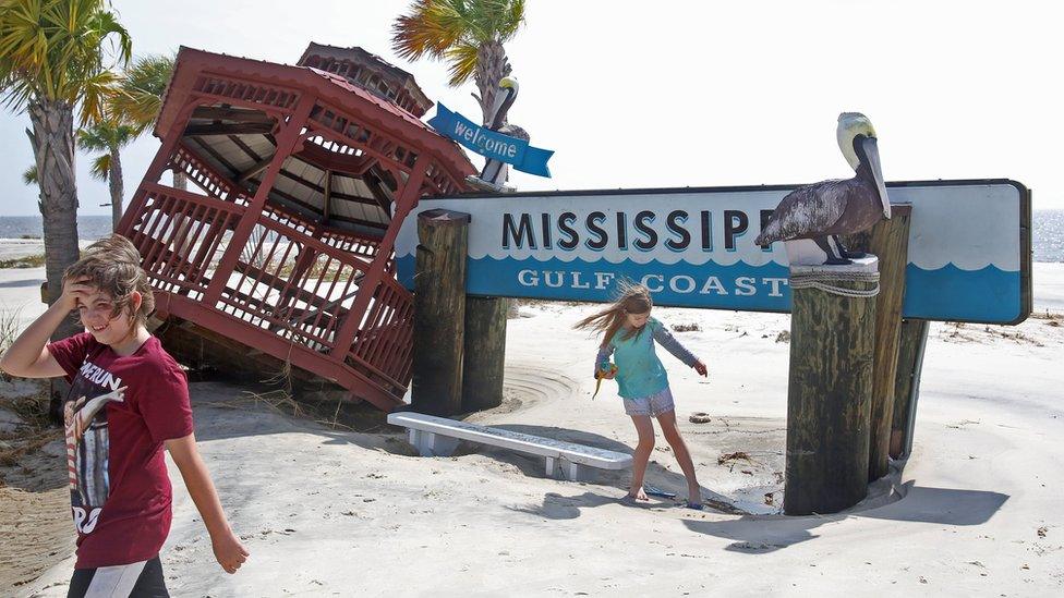 Gazebo displaced by Hurricane Nate