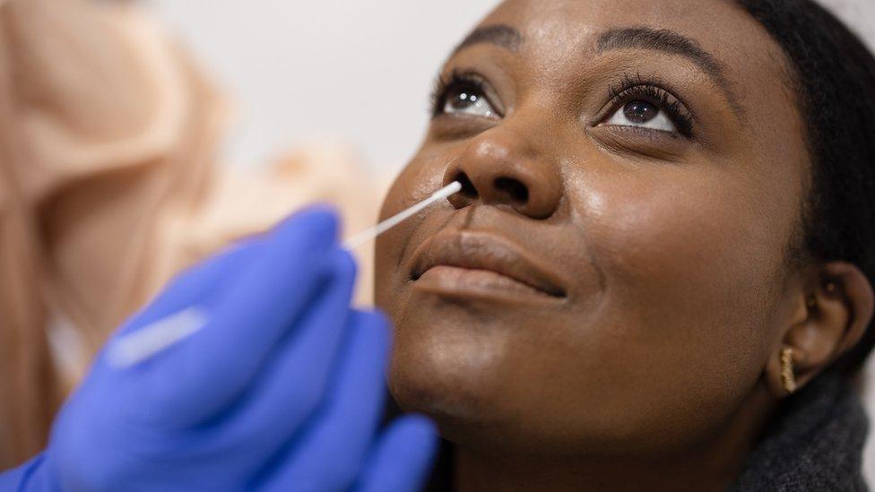 Woman having a Covid test