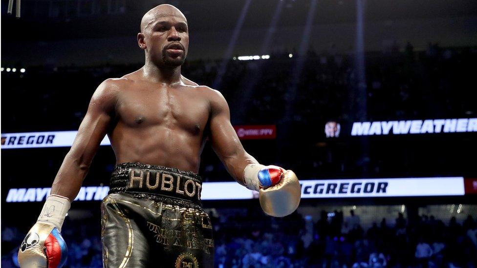 Floyd Mayweather in the ring in Las Vegas in August