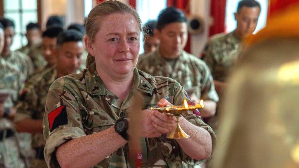 The Reverend Amy Walters at a hindu religious SERIVCIE