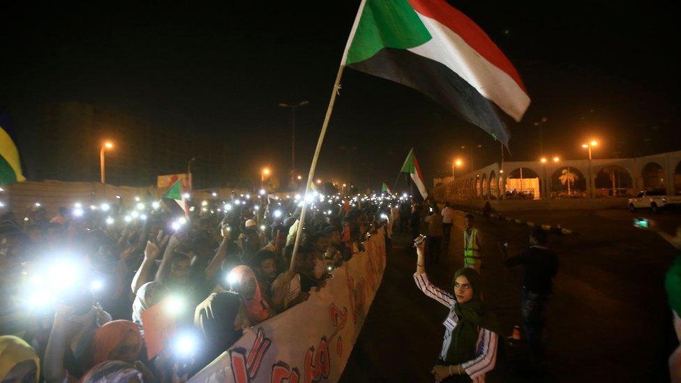 Protesters outside the military headquarters