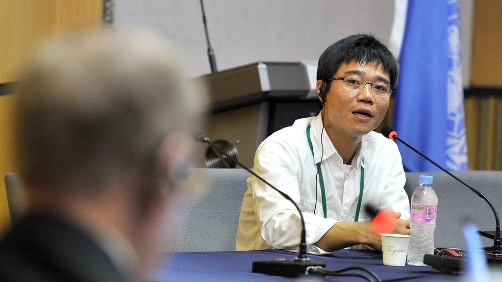 Ji Seong-Ho during a public hearing at Yonsei university in Seoul on August 22, 2013.