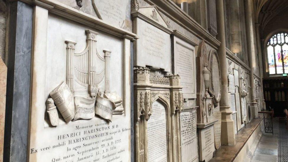 The walls inside Bath Abbey