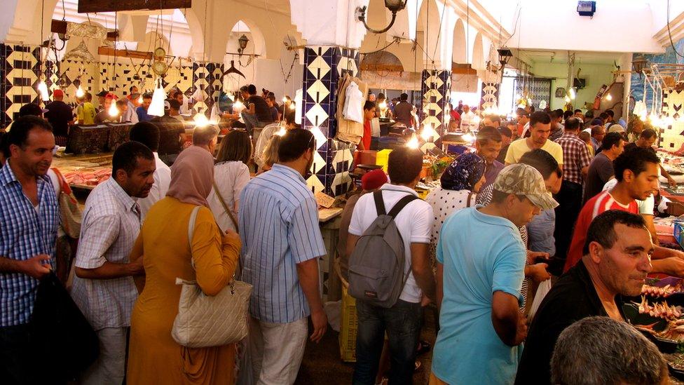 The market is Sousse is conspicuously missing its usual crowds of tourists