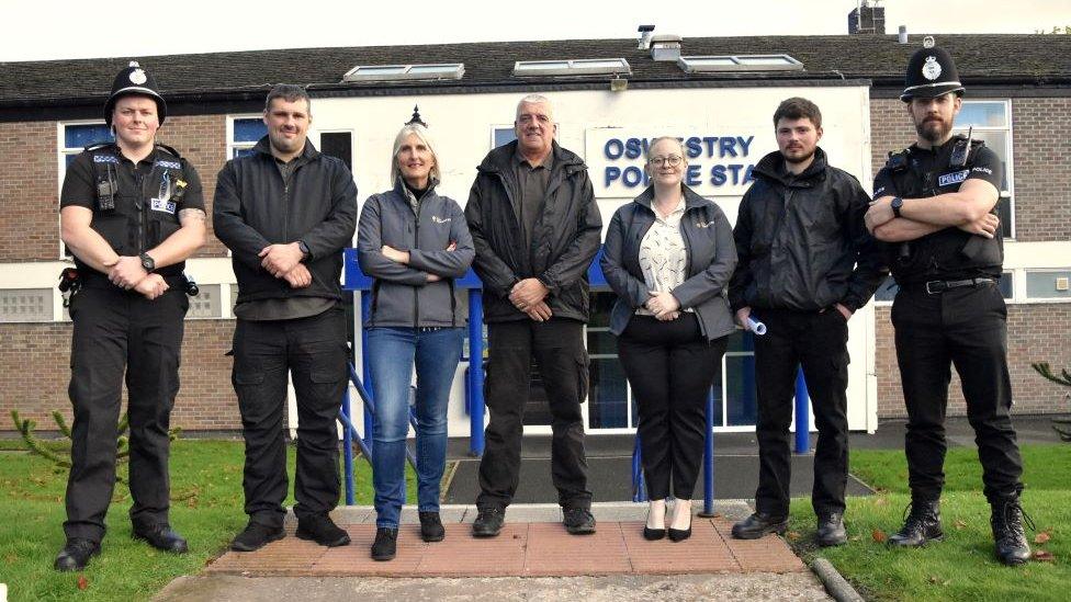 The rangers with police and members of the BID team