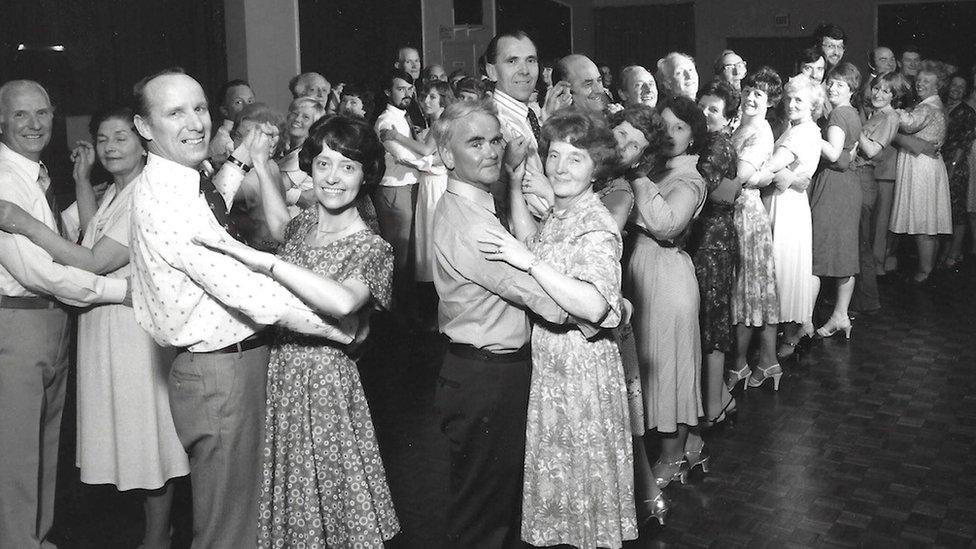 Ballroom dancing at the club in the 1980s