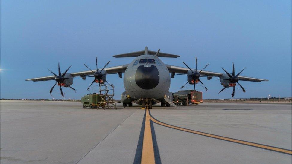 Spanish plane landing in Kabul