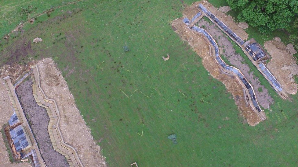 Aerial view of the trenches