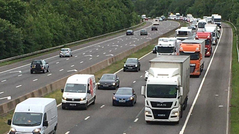 The convoy moving north up the M5 from Bridgwater to Bristol