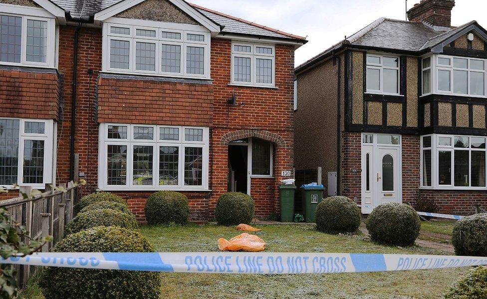 The crime scene at Aylesbury Road, Wendover