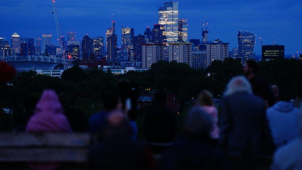 People gathered on Primrose Hill in London