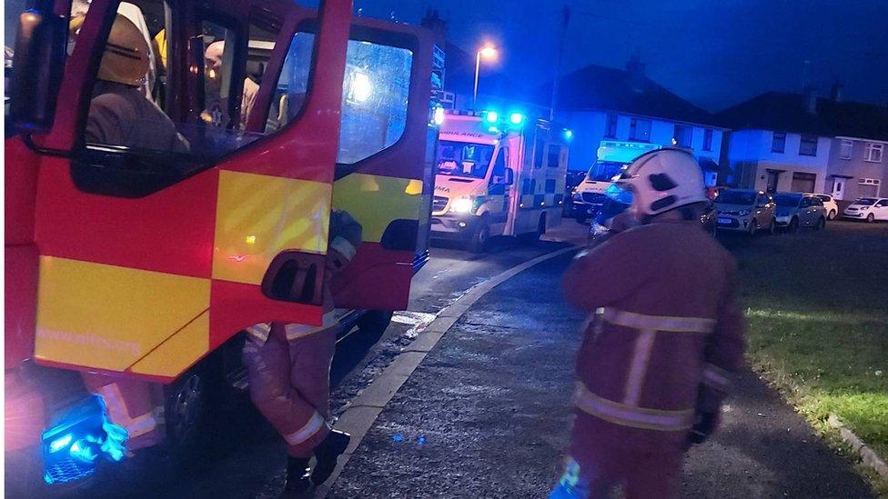 fire officers at scene of coleraine fire