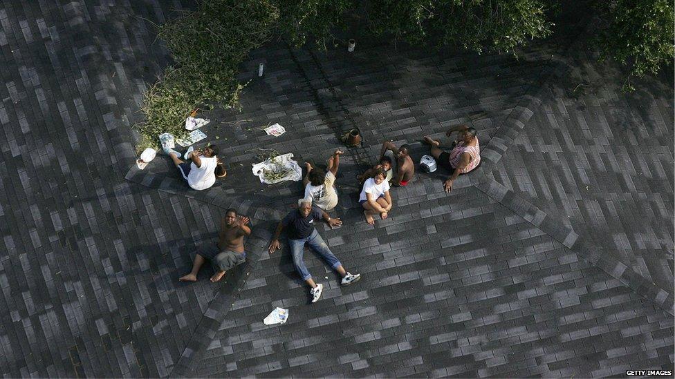 People trapped on roof