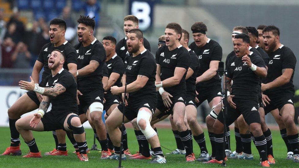 All Blacks performing the Haka