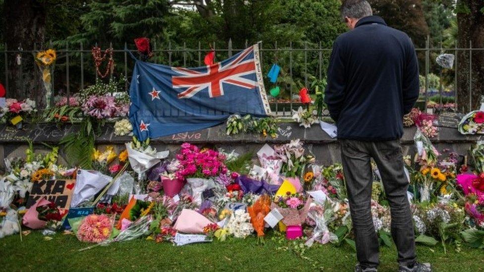 Tributes in Christchurch to victims of the mosque killings, 17 March