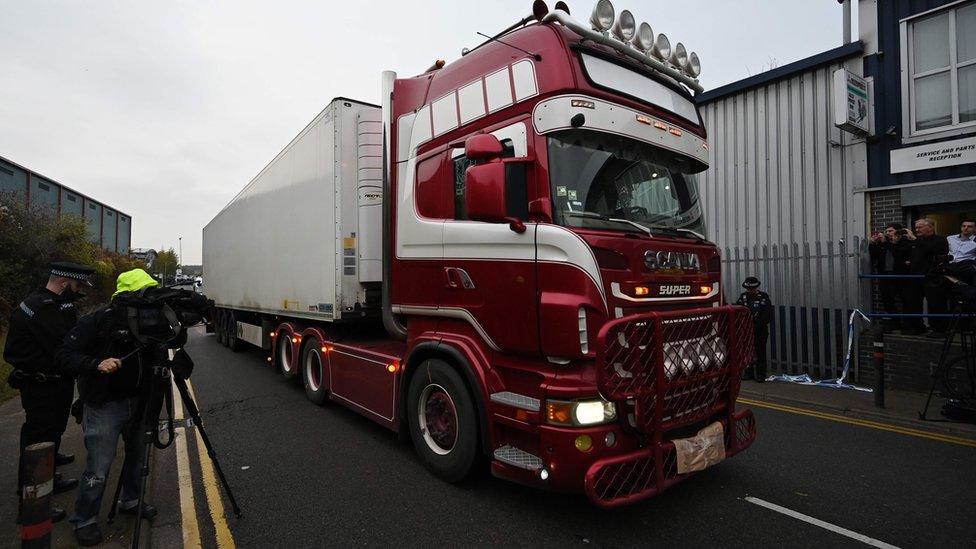 Police move the lorry