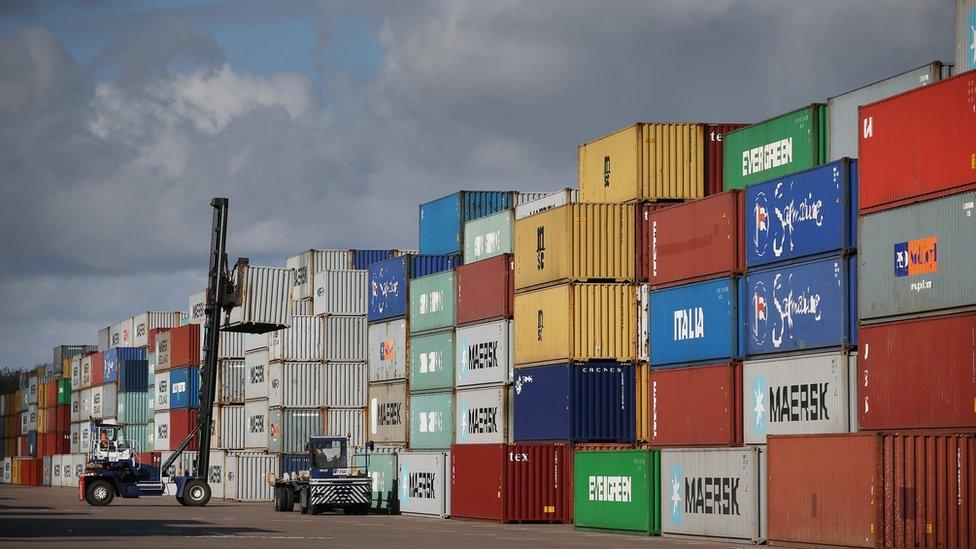 Containers at the port of Felixstowe