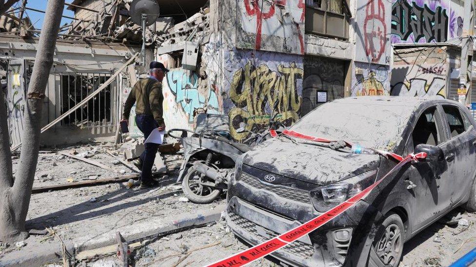 Damage to a building in Israel