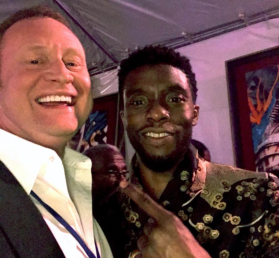 Charles Carter and Chadwick Boseman at the premiere of Black Panther