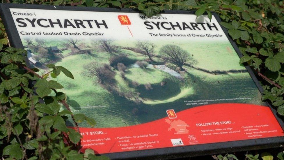 Noticeboard at Sycharth