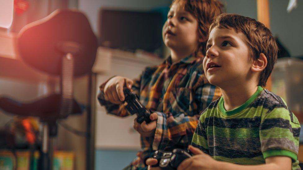 Children playing computer games