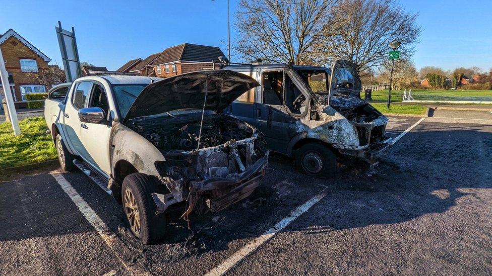 Vans damaged in Bradley Stoke